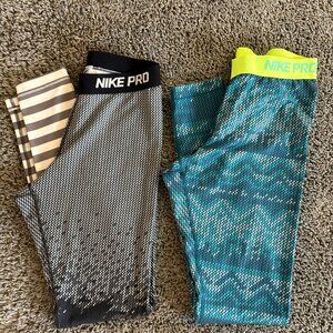 2 pairs- Nike Pro Women's  Dri-Fit Hyperwarm Leggings - Size M